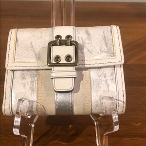 Coach silver with suede detail short wallet
